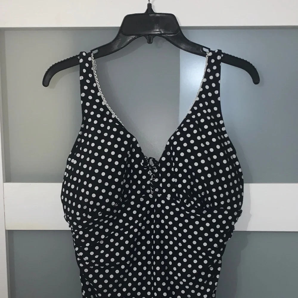 Coco Reef Black and White Polka Dot One Piece Swimsuit - Picture 2 of 7